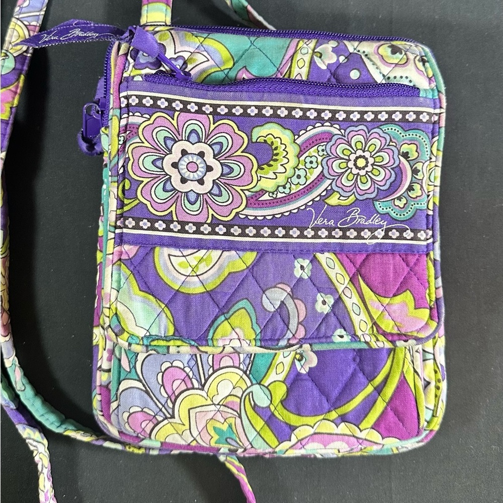Vera Bradley HEATHER Mini Hipster Shoulder Bag Crossbody Quilted Purple Preowned